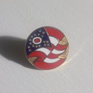 Ohio Buckeye State Flag Waving Flag Lapel Pin